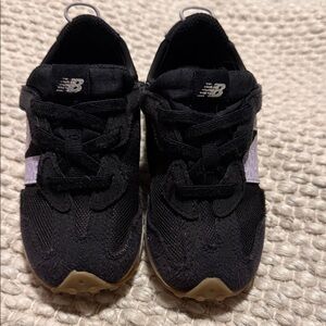 New Balance Kids Black Sneakers with Lilac Side Accent